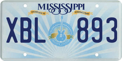 MS license plate XBL893