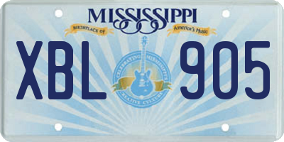 MS license plate XBL905