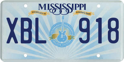 MS license plate XBL918