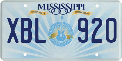 MS license plate XBL920