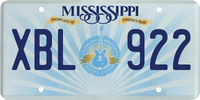MS license plate XBL922