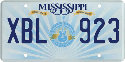 MS license plate XBL923