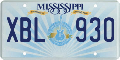 MS license plate XBL930