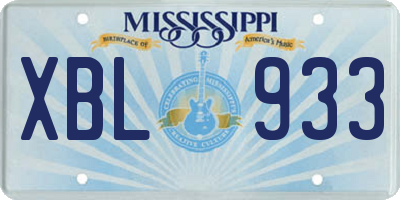 MS license plate XBL933
