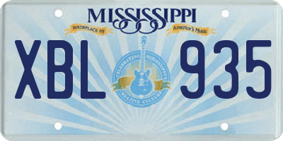 MS license plate XBL935