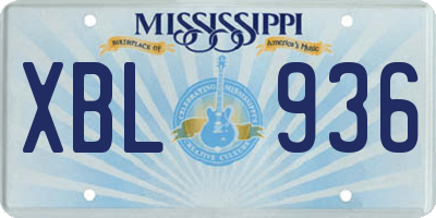 MS license plate XBL936