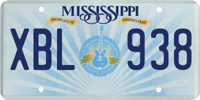 MS license plate XBL938