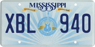 MS license plate XBL940