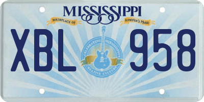 MS license plate XBL958