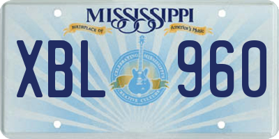 MS license plate XBL960