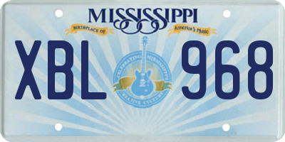 MS license plate XBL968