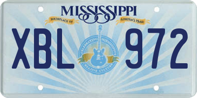 MS license plate XBL972