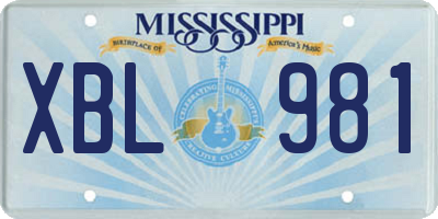 MS license plate XBL981