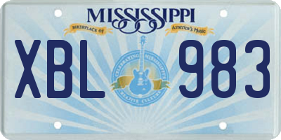 MS license plate XBL983
