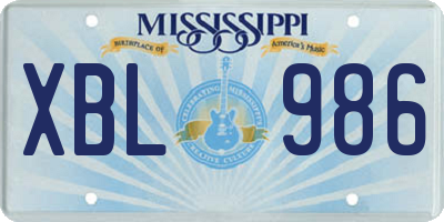 MS license plate XBL986