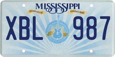 MS license plate XBL987