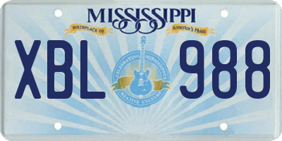 MS license plate XBL988