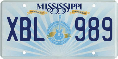 MS license plate XBL989
