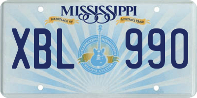 MS license plate XBL990
