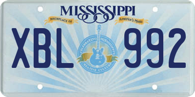 MS license plate XBL992
