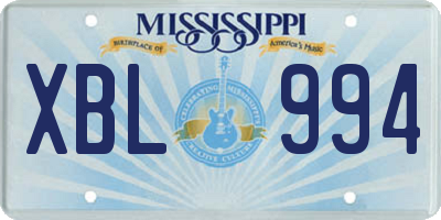 MS license plate XBL994