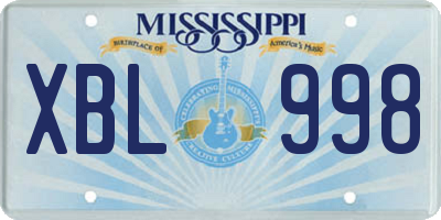 MS license plate XBL998