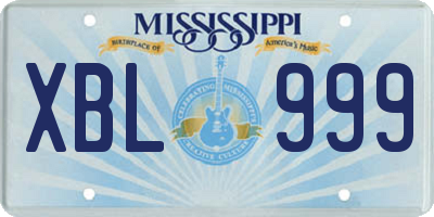 MS license plate XBL999