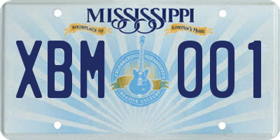 MS license plate XBM001