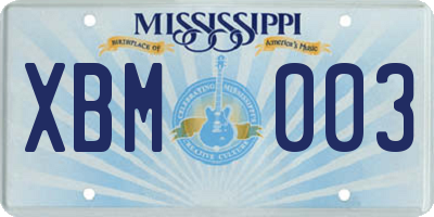 MS license plate XBM003