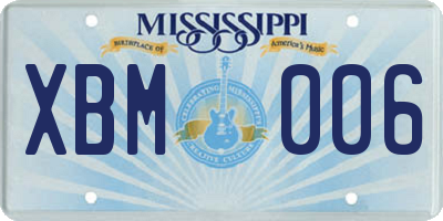MS license plate XBM006
