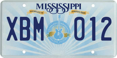 MS license plate XBM012