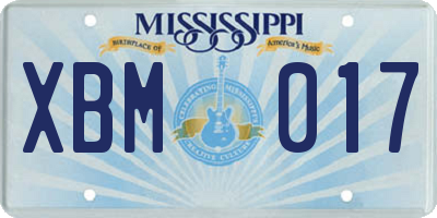 MS license plate XBM017
