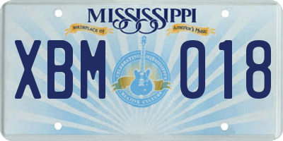 MS license plate XBM018