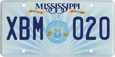 MS license plate XBM020