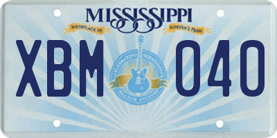 MS license plate XBM040