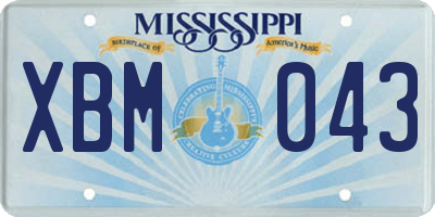 MS license plate XBM043