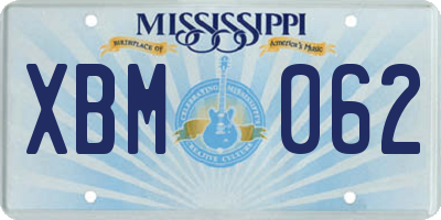 MS license plate XBM062