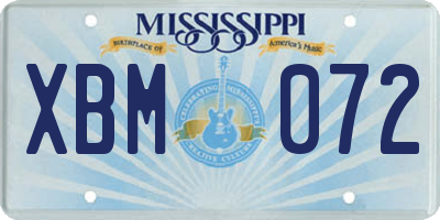 MS license plate XBM072