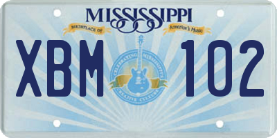 MS license plate XBM102
