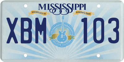 MS license plate XBM103