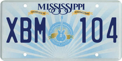 MS license plate XBM104