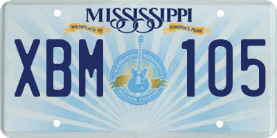 MS license plate XBM105