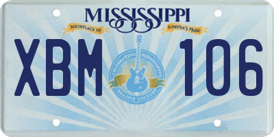 MS license plate XBM106