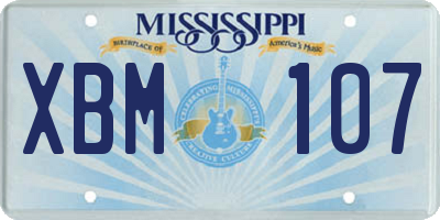 MS license plate XBM107