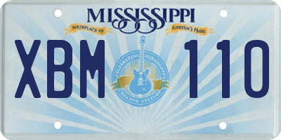 MS license plate XBM110