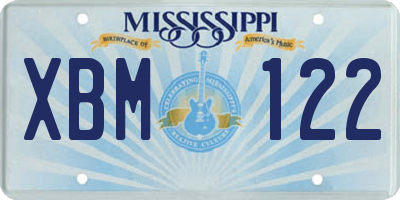 MS license plate XBM122
