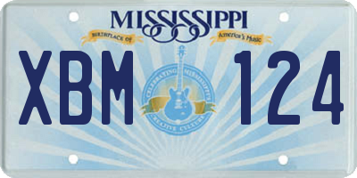MS license plate XBM124