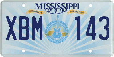 MS license plate XBM143