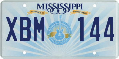 MS license plate XBM144