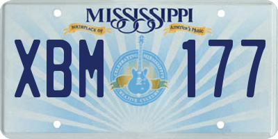 MS license plate XBM177